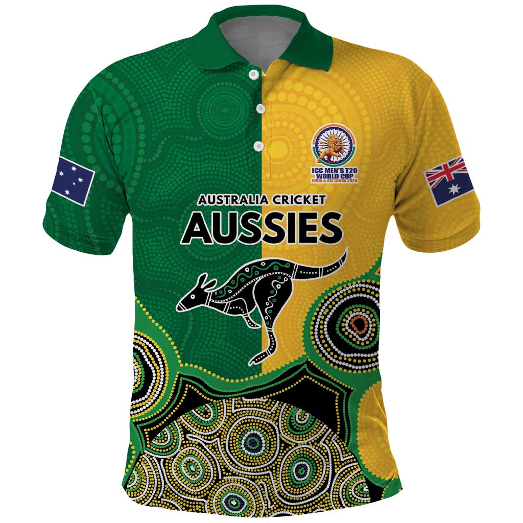 Custom Australia Cricket Spirit 2026 Polo Shirt World T20 Edition - Aussie Color Aboriginal Motif - Aussie Hoodie