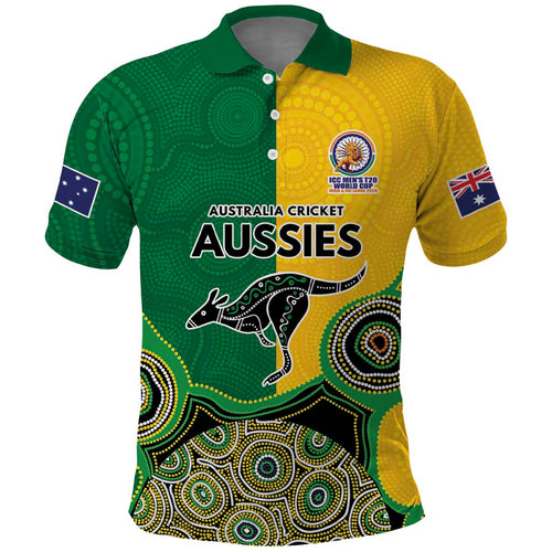 Custom Australia Cricket Spirit 2026 Polo Shirt World T20 Edition - Aussie Color Aboriginal Motif - Aussie Hoodie