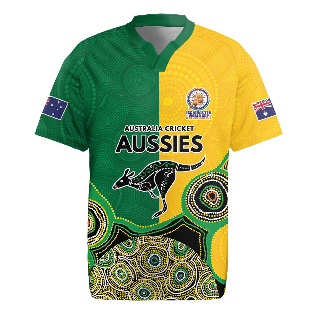 Custom Australia Cricket Spirit 2026 Rugby Jersey World T20 Edition - Aussie Color Aboriginal Motif - Aussie Hoodie