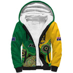 Custom Australia Cricket Spirit 2026 Sherpa Hoodie World T20 Edition - Aussie Color Aboriginal Motif - Aussie Hoodie