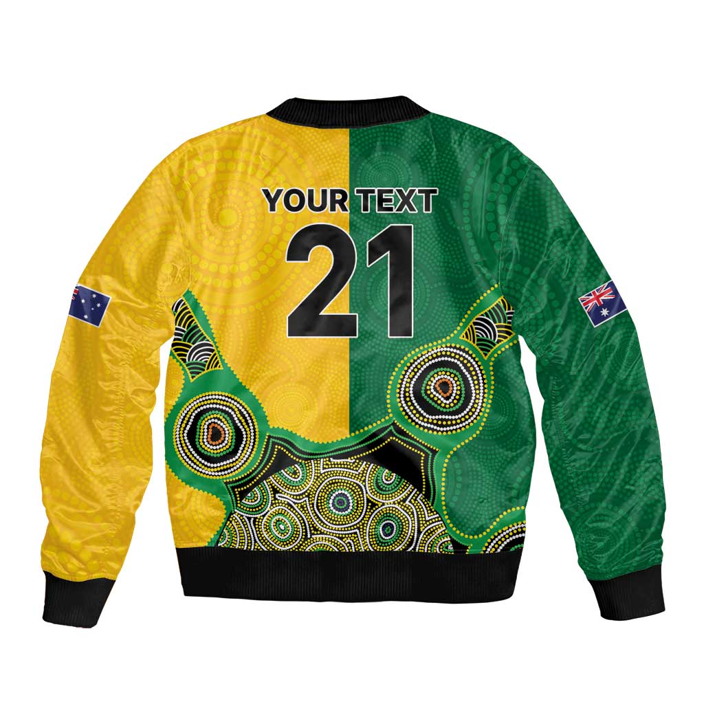 Custom Australia Cricket Spirit 2026 Sleeve Zip Bomber Jacket World T20 Edition - Aussie Color Aboriginal Motif - Aussie Hoodie