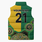 Custom Australia Cricket Spirit 2026 Sleeveless Puffer Jacket World T20 Edition - Aussie Color Aboriginal Motif - Aussie Hoodie