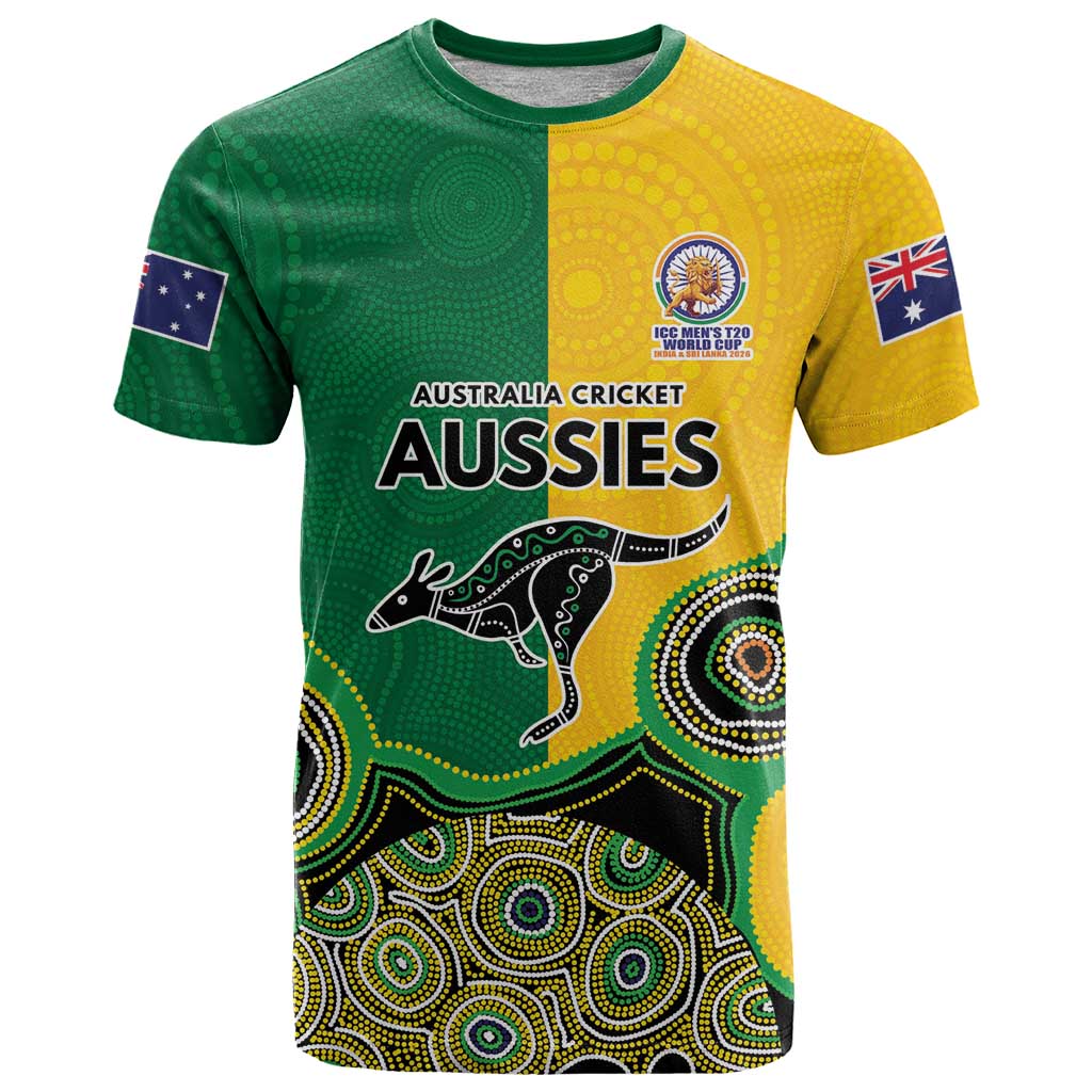 Custom Australia Cricket Spirit 2026 T Shirt World T20 Edition - Aussie Color Aboriginal Motif - Aussie Hoodie