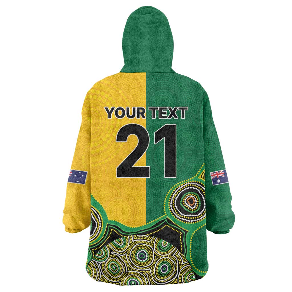 Custom Australia Cricket Spirit 2026 Wearable Blanket Hoodie World T20 Edition - Aussie Color Aboriginal Motif - Aussie Hoodie