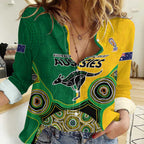 Custom Australia Cricket Spirit 2026 Women Casual Shirt World T20 Edition - Aussie Color Aboriginal Motif - Aussie Hoodie
