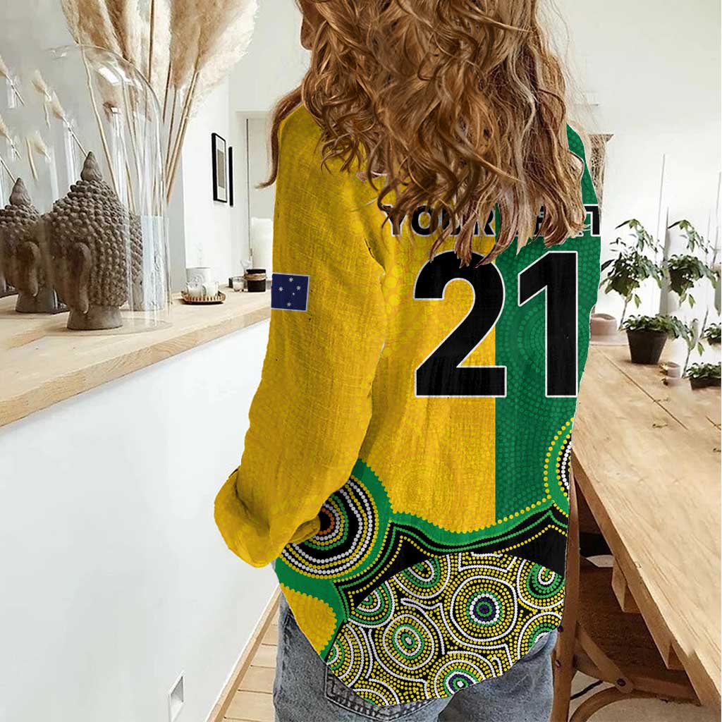 Custom Australia Cricket Spirit 2026 Women Casual Shirt World T20 Edition - Aussie Color Aboriginal Motif - Aussie Hoodie