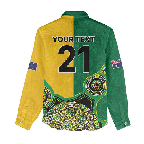 Custom Australia Cricket Spirit 2026 Women Casual Shirt World T20 Edition - Aussie Color Aboriginal Motif - Aussie Hoodie