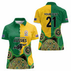 Custom Australia Cricket Spirit 2026 Women Polo Shirt World T20 Edition - Aussie Color Aboriginal Motif - Aussie Hoodie