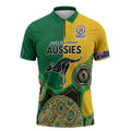 Custom Australia Cricket Spirit 2026 Zipper Polo Shirt World T20 Edition - Aussie Color Aboriginal Motif - Aussie Hoodie