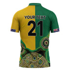 Custom Australia Cricket Spirit 2026 Zipper Polo Shirt World T20 Edition - Aussie Color Aboriginal Motif - Aussie Hoodie