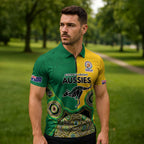 Custom Australia Cricket Spirit 2026 Zipper Polo Shirt World T20 Edition - Aussie Color Aboriginal Motif - Aussie Hoodie