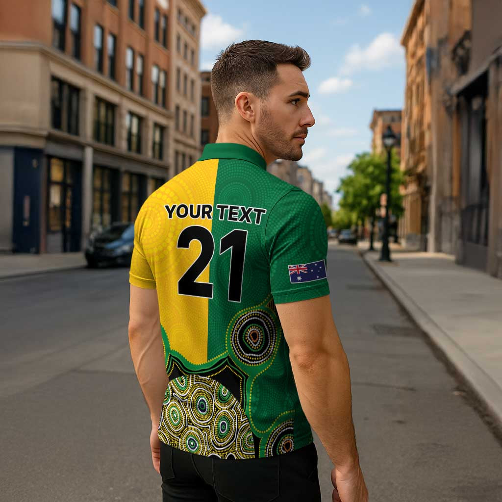 Custom Australia Cricket Spirit 2026 Zipper Polo Shirt World T20 Edition - Aussie Color Aboriginal Motif - Aussie Hoodie