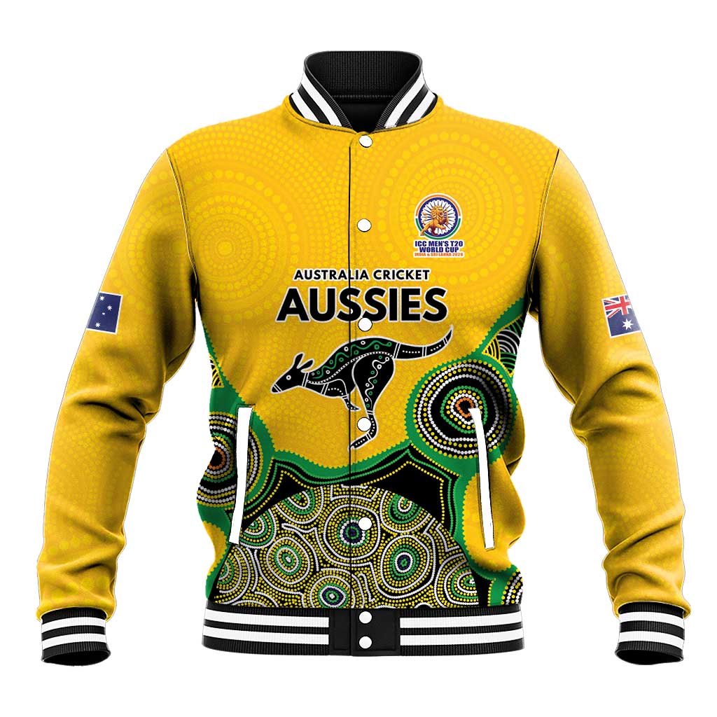 Custom Australia Cricket Spirit 2026 Baseball Jacket World T20 Edition - Gold Aboriginal - Aussie Hoodie