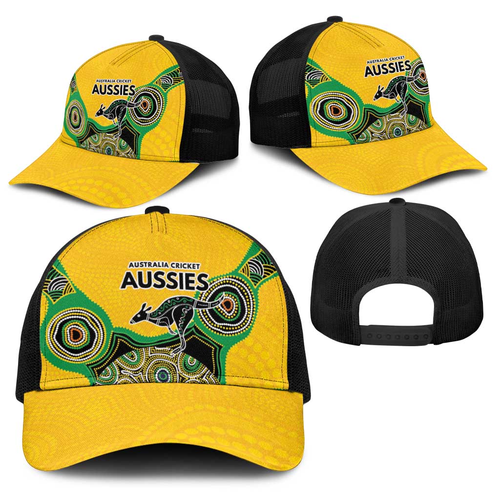 Australia Cricket Spirit 2026 Baseball Net Cap World T20 Edition - Gold Aboriginal - Aussie Hoodie