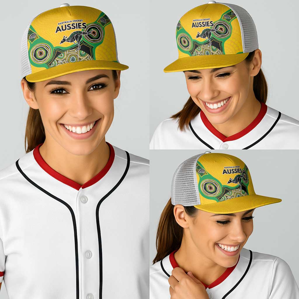 Australia Cricket Spirit 2026 Baseball Net Cap World T20 Edition - Gold Aboriginal - Aussie Hoodie
