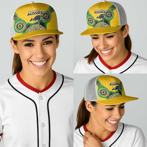 Australia Cricket Spirit 2026 Baseball Net Cap World T20 Edition - Gold Aboriginal - Aussie Hoodie
