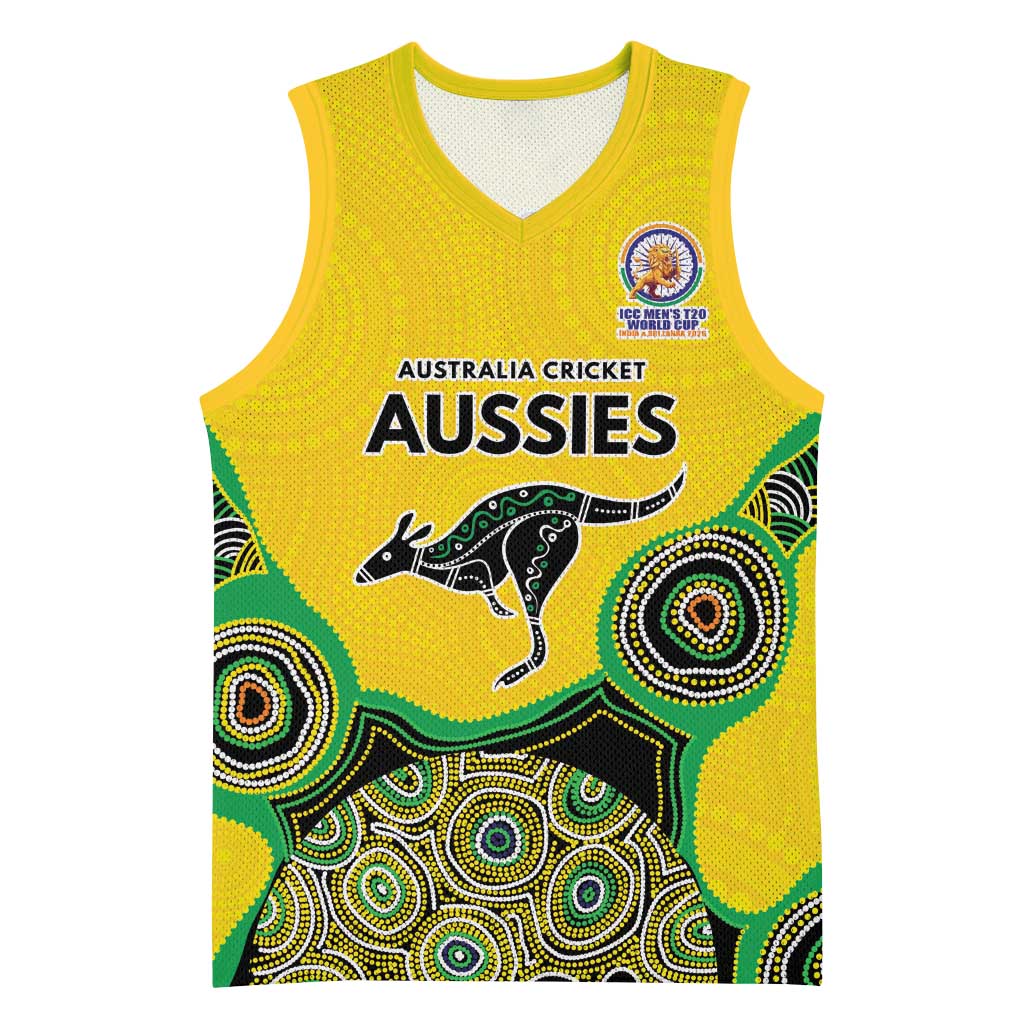 Custom Australia Cricket Spirit 2026 Basketball Jersey World T20 Edition - Gold Aboriginal - Aussie Hoodie