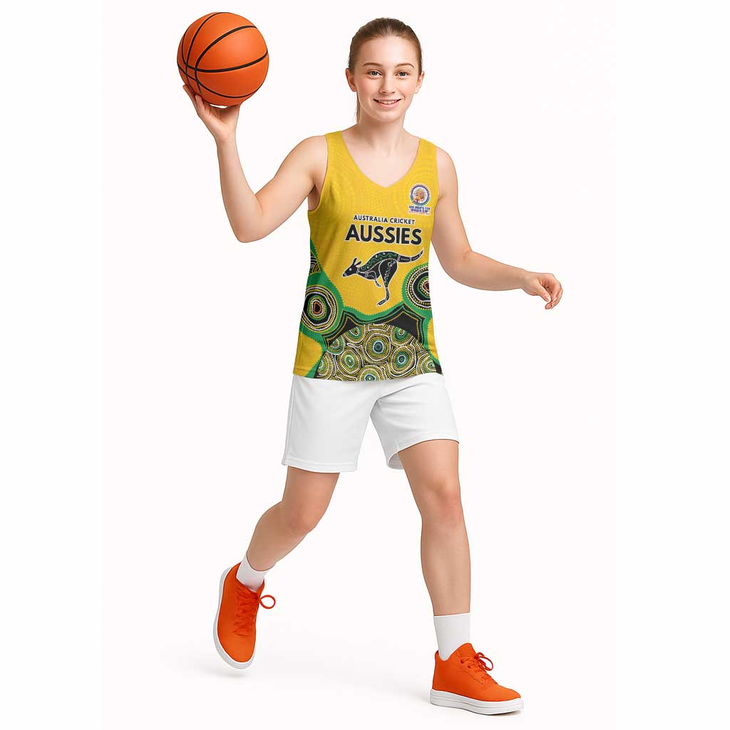 Custom Australia Cricket Spirit 2026 Basketball Jersey World T20 Edition - Gold Aboriginal - Aussie Hoodie
