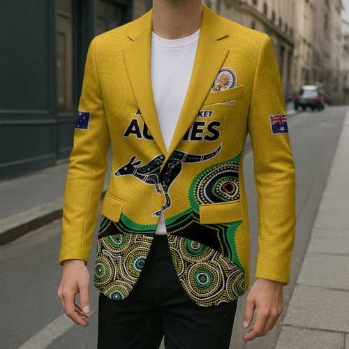 Custom Australia Cricket Spirit 2026 Blazer World T20 Edition - Gold Aboriginal - Aussie Hoodie
