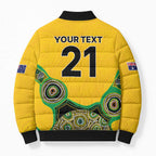 Custom Australia Cricket Spirit 2026 Bomber Puffer Jacket World T20 Edition - Gold Aboriginal - Aussie Hoodie