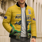 Custom Australia Cricket Spirit 2026 Bomber Puffer Jacket World T20 Edition - Gold Aboriginal - Aussie Hoodie