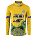 Custom Australia Cricket Spirit 2026 Button Sweatshirt World T20 Edition - Gold Aboriginal - Aussie Hoodie