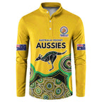 Custom Australia Cricket Spirit 2026 Button Sweatshirt World T20 Edition - Gold Aboriginal - Aussie Hoodie