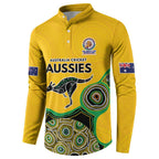 Custom Australia Cricket Spirit 2026 Button Sweatshirt World T20 Edition - Gold Aboriginal - Aussie Hoodie