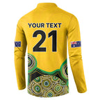 Custom Australia Cricket Spirit 2026 Button Sweatshirt World T20 Edition - Gold Aboriginal - Aussie Hoodie
