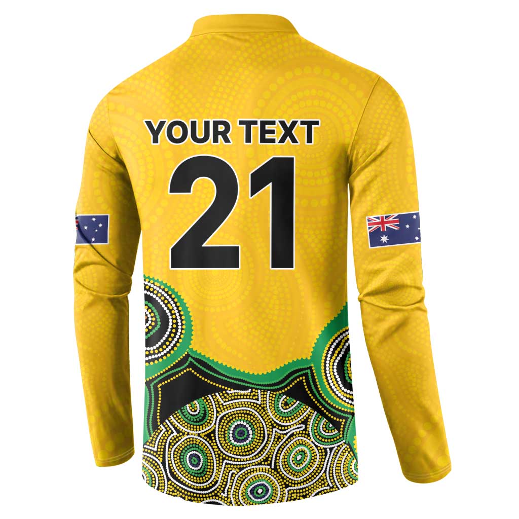 Custom Australia Cricket Spirit 2026 Button Sweatshirt World T20 Edition - Gold Aboriginal - Aussie Hoodie