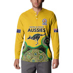 Custom Australia Cricket Spirit 2026 Button Sweatshirt World T20 Edition - Gold Aboriginal - Aussie Hoodie