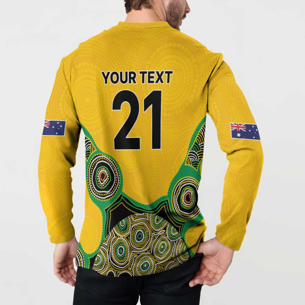 Custom Australia Cricket Spirit 2026 Button Sweatshirt World T20 Edition - Gold Aboriginal - Aussie Hoodie