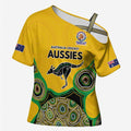 Custom Australia Cricket Spirit 2026 Cross Shoulder Shirt World T20 Edition - Gold Aboriginal - Aussie Hoodie