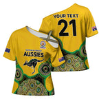 Custom Australia Cricket Spirit 2026 Cross Shoulder Shirt World T20 Edition - Gold Aboriginal - Aussie Hoodie