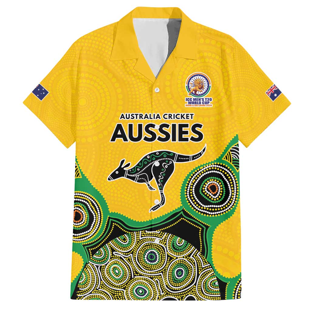 Custom Australia Cricket Spirit 2026 Hawaiian Shirt World T20 Edition - Gold Aboriginal - Aussie Hoodie