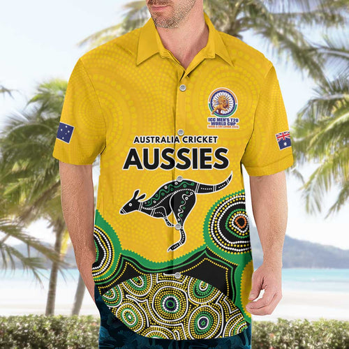 Custom Australia Cricket Spirit 2026 Hawaiian Shirt World T20 Edition - Gold Aboriginal - Aussie Hoodie