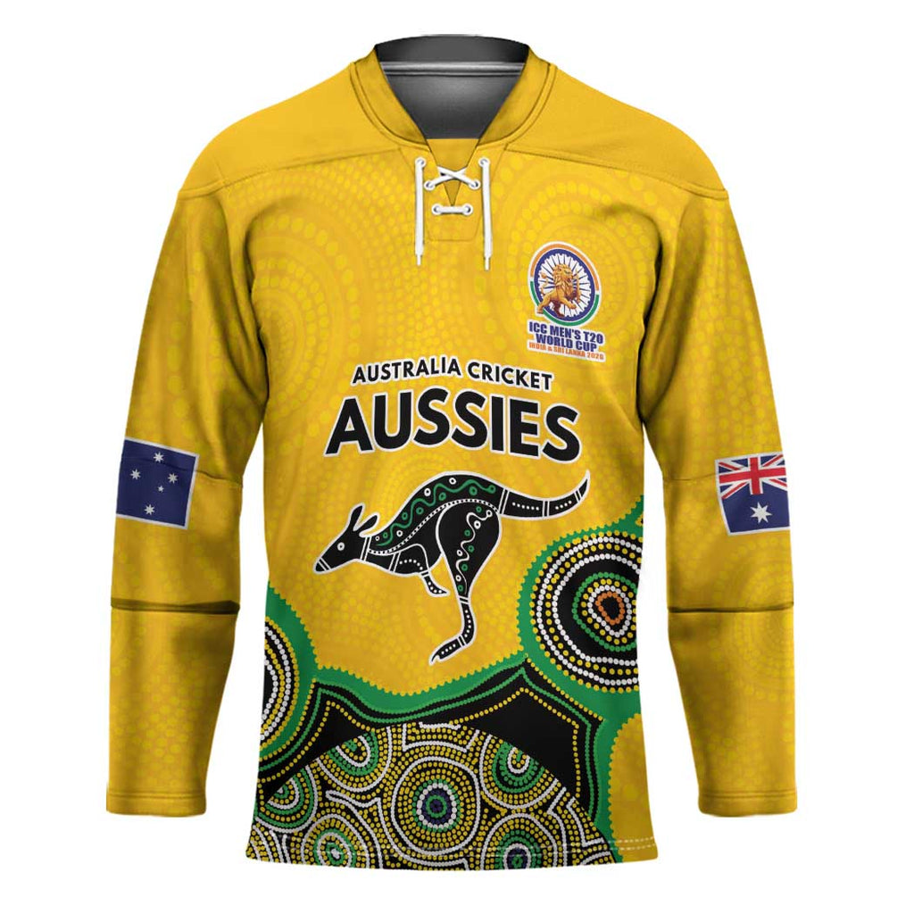 Custom Australia Cricket Spirit 2026 Hockey Jersey World T20 Edition - Gold Aboriginal - Aussie Hoodie