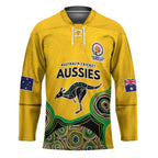 Custom Australia Cricket Spirit 2026 Hockey Jersey World T20 Edition - Gold Aboriginal - Aussie Hoodie