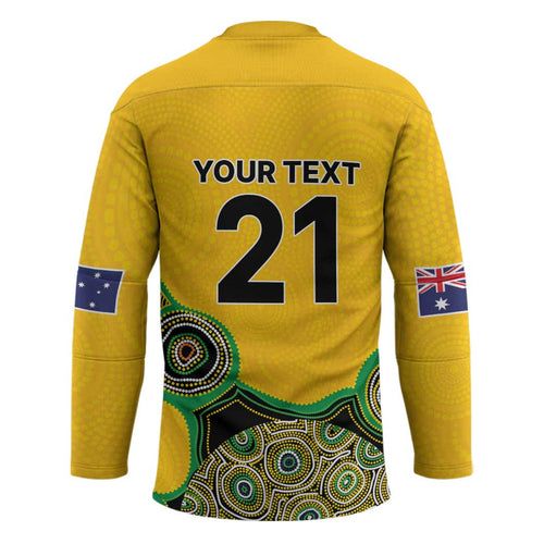 Custom Australia Cricket Spirit 2026 Hockey Jersey World T20 Edition - Gold Aboriginal - Aussie Hoodie