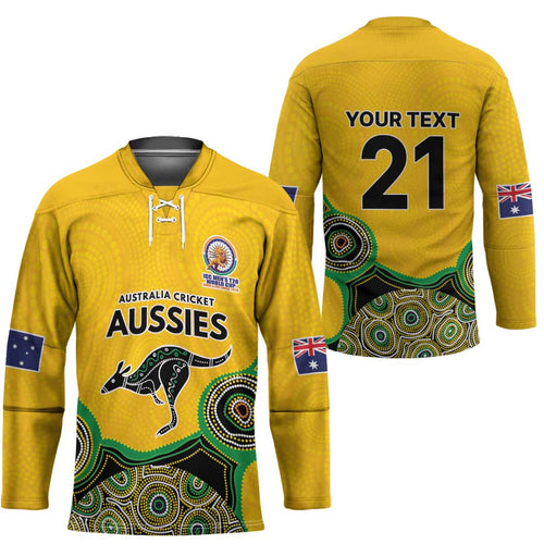 Custom Australia Cricket Spirit 2026 Hockey Jersey World T20 Edition - Gold Aboriginal - Aussie Hoodie