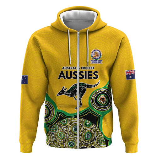 Custom Australia Cricket Spirit 2026 Hoodie World T20 Edition - Gold Aboriginal - Aussie Hoodie