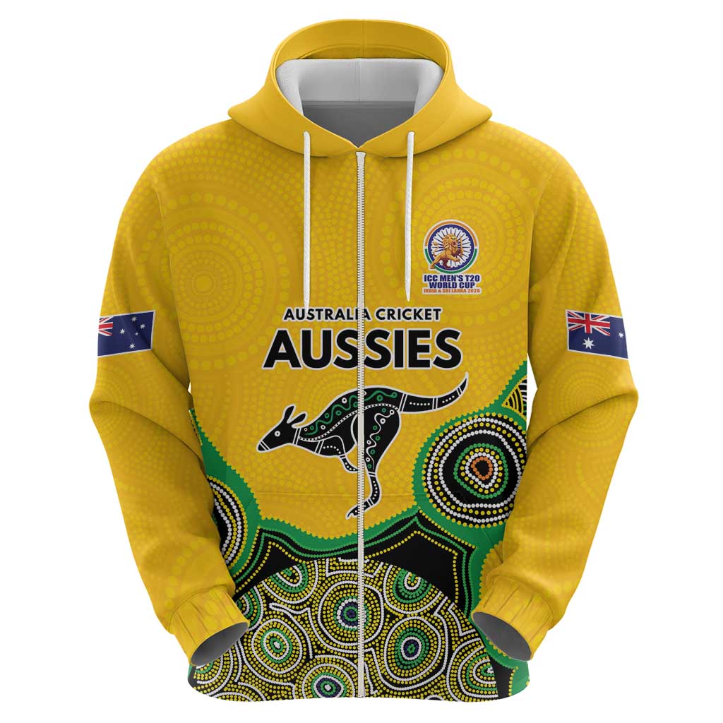 Custom Australia Cricket Spirit 2026 Hoodie World T20 Edition - Gold Aboriginal - Aussie Hoodie