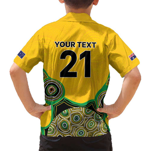 Custom Australia Cricket Spirit 2026 Kid Hawaiian Shirt World T20 Edition - Gold Aboriginal - Aussie Hoodie