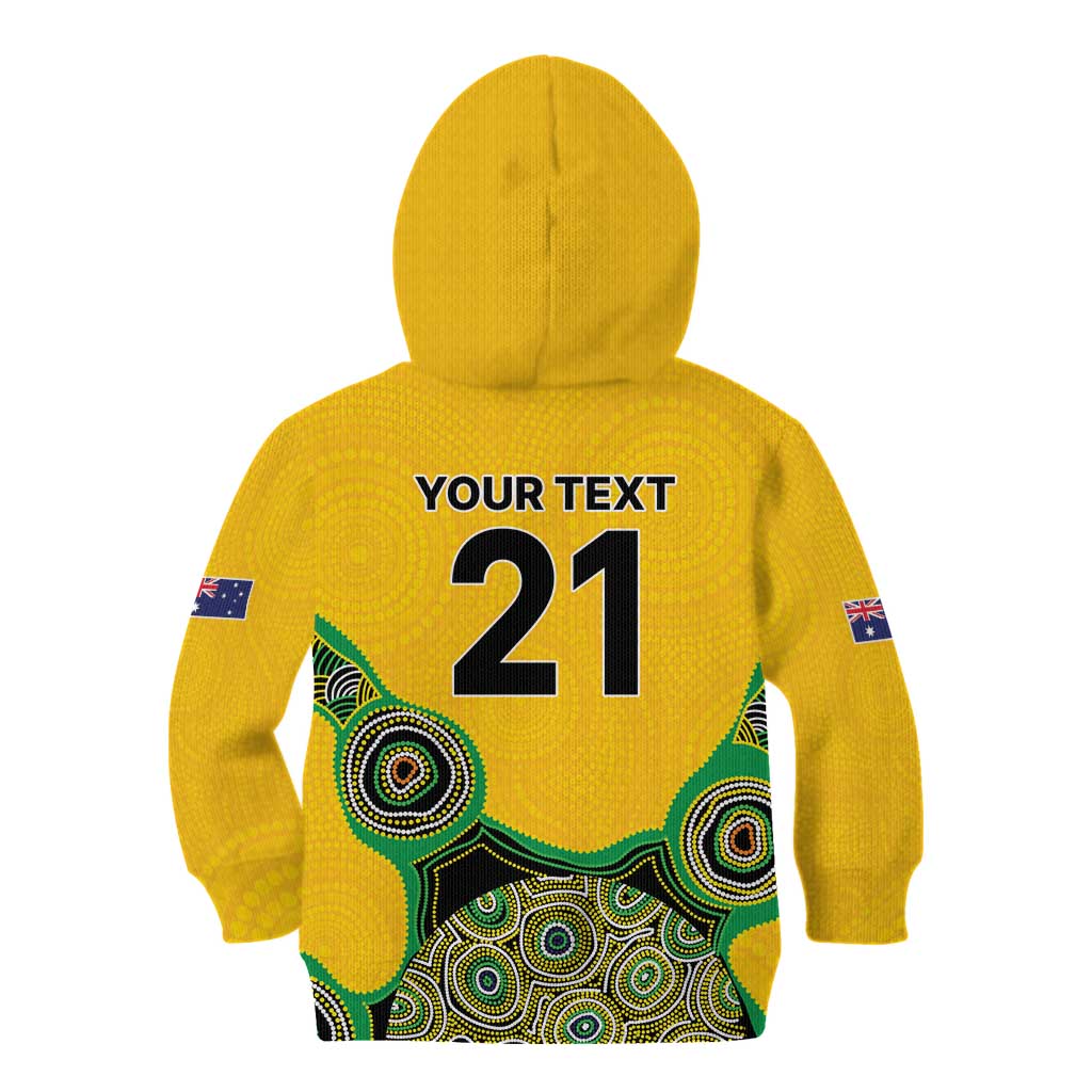 Custom Australia Cricket Spirit 2026 Kid Hoodie World T20 Edition - Gold Aboriginal - Aussie Hoodie