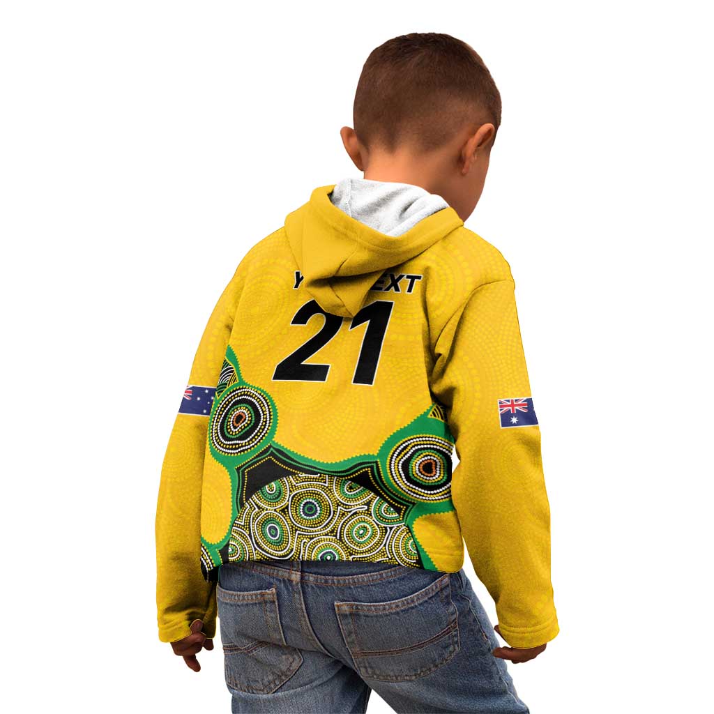 Custom Australia Cricket Spirit 2026 Kid Hoodie World T20 Edition - Gold Aboriginal - Aussie Hoodie