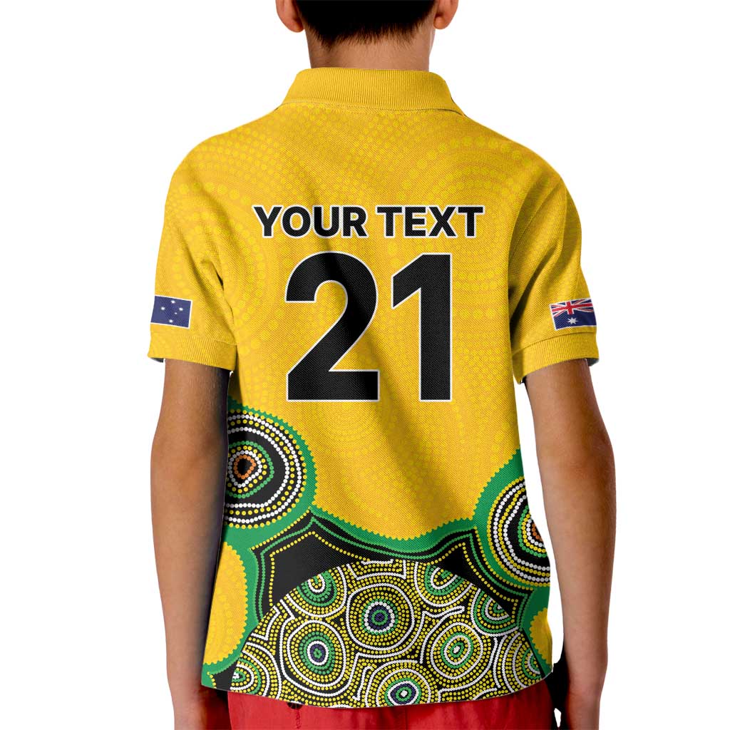 Custom Australia Cricket Spirit 2026 Kid Polo Shirt World T20 Edition - Gold Aboriginal - Aussie Hoodie