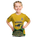 Custom Australia Cricket Spirit 2026 Kid T Shirt World T20 Edition - Gold Aboriginal - Aussie Hoodie