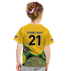 Custom Australia Cricket Spirit 2026 Kid T Shirt World T20 Edition - Gold Aboriginal - Aussie Hoodie