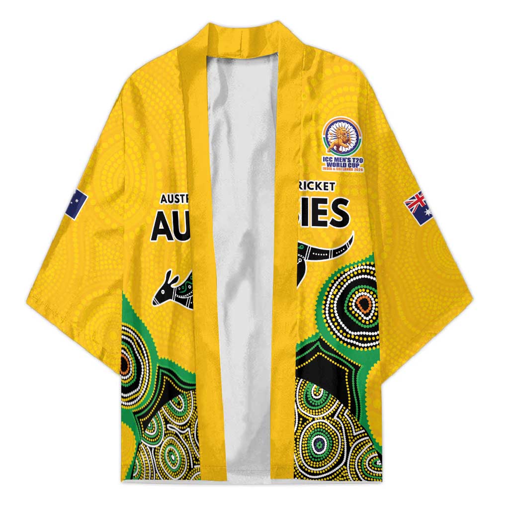 Custom Australia Cricket Spirit 2026 Kimono World T20 Edition - Gold Aboriginal - Aussie Hoodie