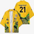Custom Australia Cricket Spirit 2026 Kimono World T20 Edition - Gold Aboriginal - Aussie Hoodie